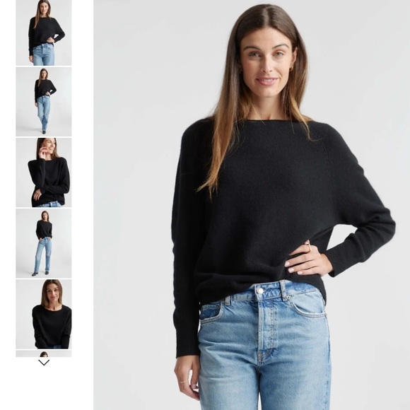 Quince 100% Cashmere Mongolian Boatneck Black Minimalist lightweight Sweater XS - Picture 1 of 8